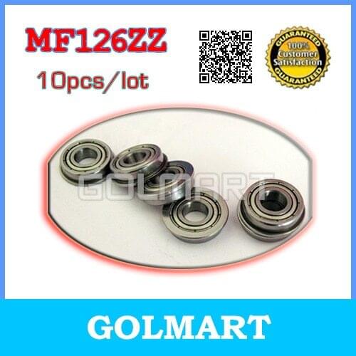 10pcs Boutique flange ball bearings MF126ZZ / LF1260ZZ size 6*12*13.6*4*0.8 mm for 6mm shaft