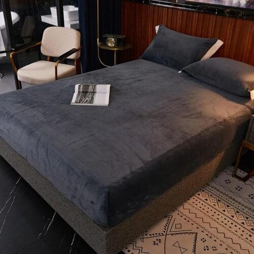 Bonenjoy Flannel Fitted Sheet with Elastic Coral Fleece Warm Bed Sheet for Winter Blanket on Elastic Band Queen/King Size Sheets