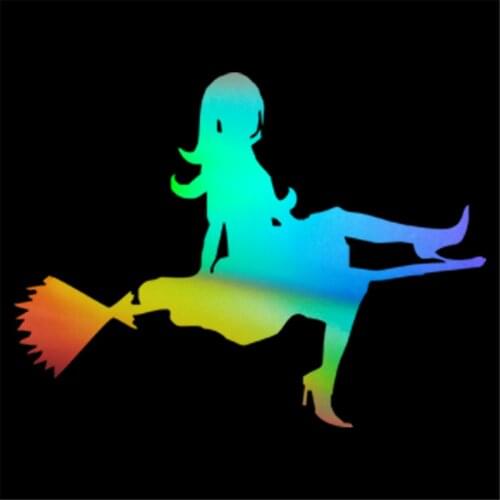 Flying Witch Hot Sexy Funny Car Tail Decoration Wall Home Glass Window Door Vinyl Decal Lovely Cartoon Car Sticker