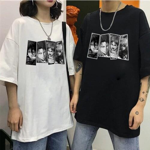 Harajuku Style Attack On Titan Shirts Summer Anime Printing Tshirt Loose Casual Unisex Top