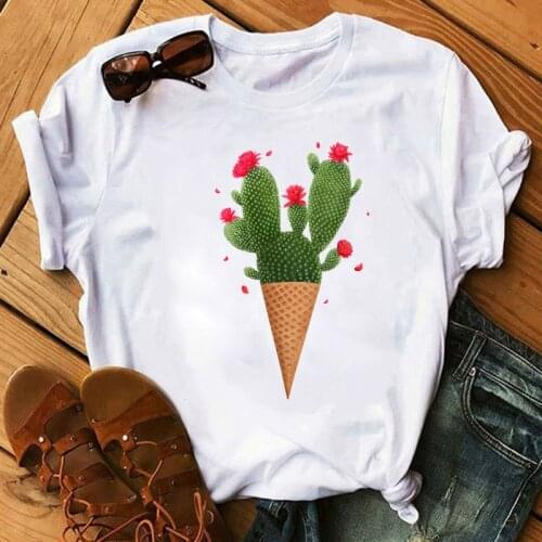 Ice Cream Cactus T Shirt Fashion Women Tshirt New Summer Tops Tee Casual Female T-shirts Harajuku Tee Shirts Clothes Femme