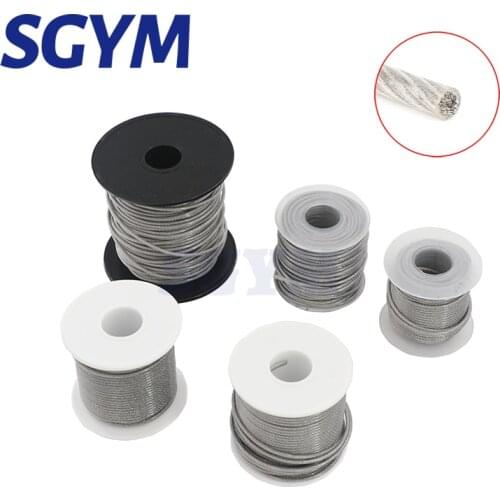 304 Stainless Steel 10/15/20/25/30/40/50/100meters PVC Coated Flexible Wire Rope soft Cable Transparent Clothesline 2mm