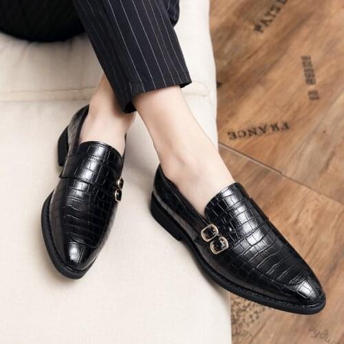 Fashion leather shoes trend stylish men for black casual Moccasins alligator mens italian piergitar croc mens formal 2020