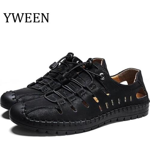 YWEEN Leather Men Sandals Superior Quality Luxury Summer Shoes Men Fashion Sandalias Beach Shoes Soft Bottom Breathable