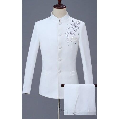 2018 Costume Homme Fashion White Lapel Men Dots Wedding Suit Tuxedo Groom Wedding Party Suits For Men Bridegroom Groomsmen