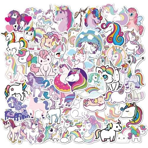 10/30/50Pcs Stickers for Unicorn Cartoon Animal Waterproof Cute Graffiti Sticker DIY Luggage Notebook Laptop Guitar Car Decals