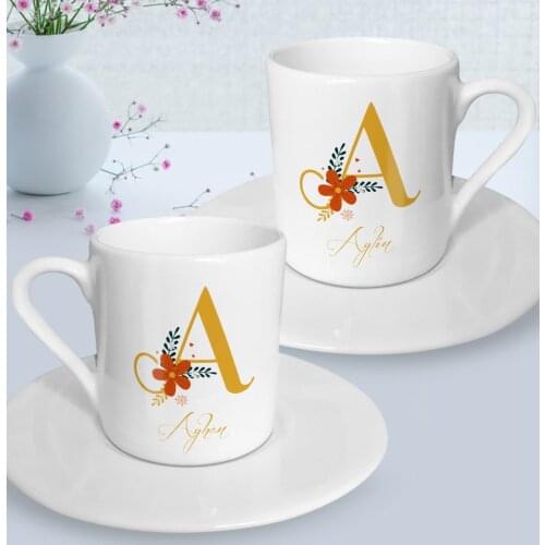 Personalized Dual Case and Name Design Turkish coffee Cup Seti-1