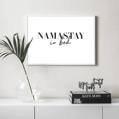 Namastay In Bed Poster Yoga Black White Canvas Painting Quote Nordic Art Print Modern Wall Picture For Living Room Home Decor