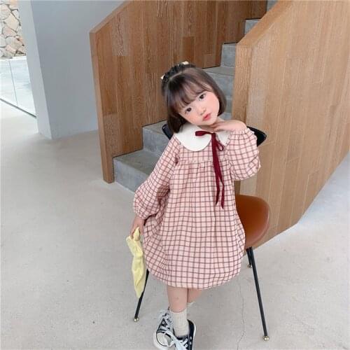 Girl Dress Kids Baby Gown 2021 Simple Spring Autumn Toddler School Uniform Dresses Christmas Cotton Children Clothing