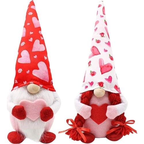 Valentines Day Gnome Plush Faceless Doll Decorations,Adorable Hat Design Suitable Valentines Dome Decor,Table and Home