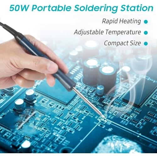 50W Portable Soldering Station with Digital Display 180 to 450℃ Adjustable Temperature Mini Soldering Iron Kit ℃/ ℉ Switchable