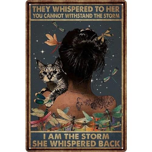 Beauty and Cat Dragonfly Poster Tin Sign Vintage Beauty Poster Bar Club Restaurant Cafe Home Art Wall Decoration Vintage