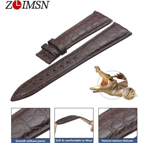 ZLIMSN Luxury Alligator Watch Band Genuine Leather For Men Or Women Watch Accessories Can Be Customized 16mm 18mm 20mm 22mm