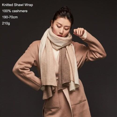 100% Cashmere Scarf Women Knitted Scarf Luxury Brand Winter Autumn Echarpe Large Stoles Neck Wool Long Thick Warm Shawl Wrap