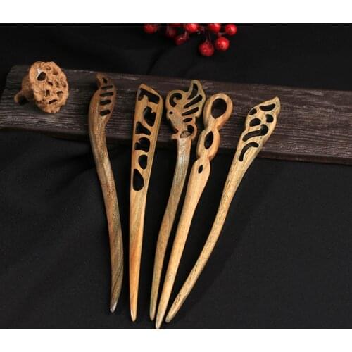 Sandalwood Hairpin Female Handmade Classical Vintage Chinese Style Hair Stick Natural Wooden Hair Clasp Hair Accessories