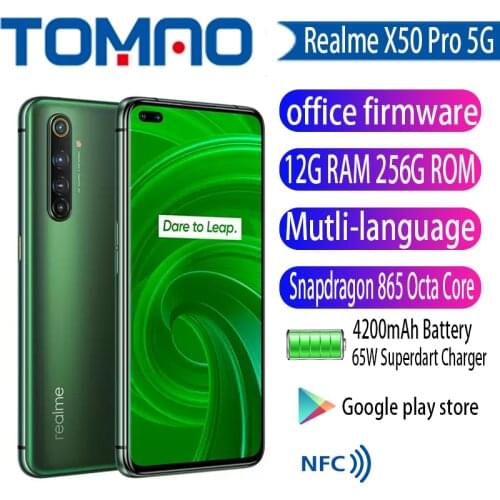 New Realme X50 Pro 5G Snapdragon 865 Octa Core 12GB RAM 256GB ROM 6.44" 90Hz SuperAmoled Screen Moblie Phone 65W Fast Charger