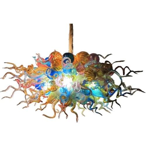 Modern Orange Aqua Shade Murano Glass Chandeliers Lighting Hanging Lamp LED Pendant Lights for Bathroom Living Room Decoration