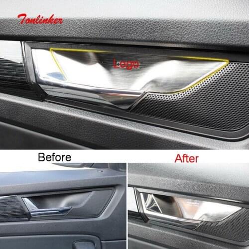 Tonlinker Cover Sticker For SKODA KODIAQ 2017-18 Car Styling 4 Pcs Stainless steel Interior Door handle bowl Cover case stickers