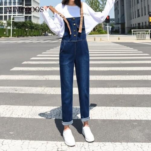 Women Jeans Overalls Autumn Winter 2020 Jumpsuit Denim Strap Pants Long Trousers Harem Pants for 168-180cm Tall Girl Student