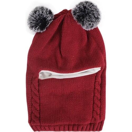 1pc Kids Knit Cap Warm Cute Thicken Pom Pom Decor Knit Hat Beanie Cap Winter Hat Clothing Accessories Unisex