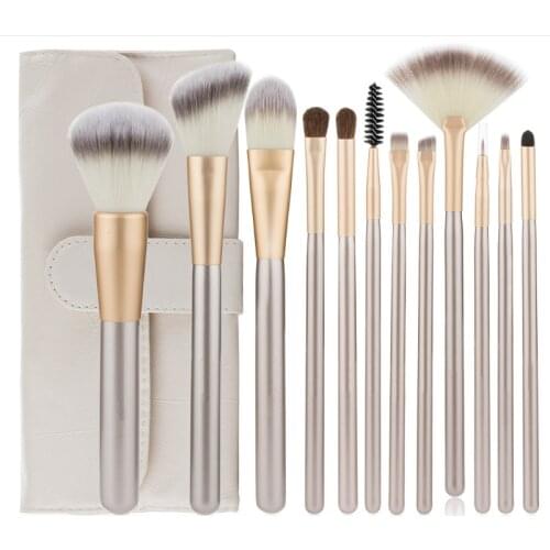 12 Pcs Makeup Brush Suits Contour Powder Foundation Eyeshadow Highlight Concealer Eyebrow Lips Eyeliner Make Up Tool Send PU Bag