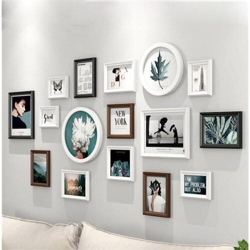16 Pcs/set Photo Wall Simple Modern Wall Frame Wall Creative Combination Living Room Bedroom European Style Glass Photo Wall