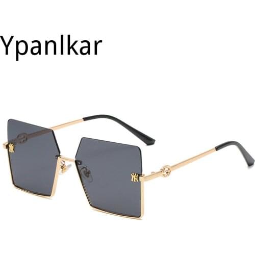 2021 Sunglasses Women Luxury Sun Glasses For Women Glasses Retro Brand Square Sunglasses Women Metal Half Frame Eyewear