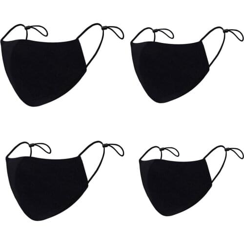 4 Pcs Black Ski Fasemask Reusable Cotton Washable Fase Maksk For Germ Protection For Adults Fashion Breathable Cycling Bandana