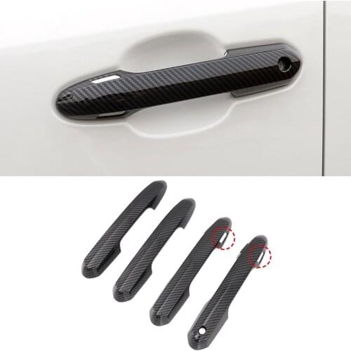 Car Accessories for Toyota RAV4 / Highlander Kluge 2020 2021 Carbon Fiber Printed Exterior Door Handles Cover Trim 4pcs