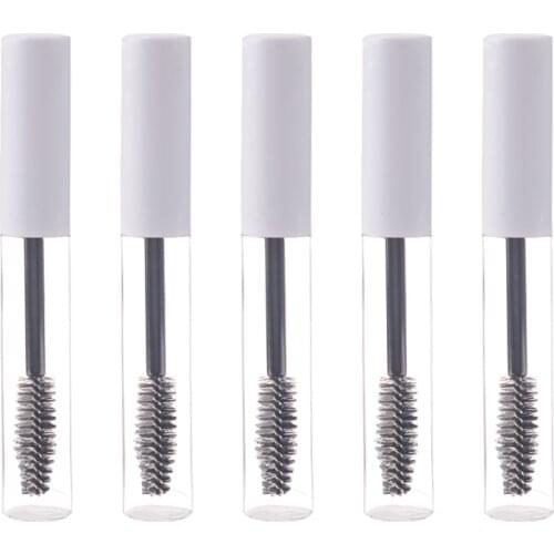 5pcs 10ml Mascara Tubes Empty Eyelash Cream Refillable Bottles Pink/White Cosmetic Sample Container with Eyelash Brush Stick