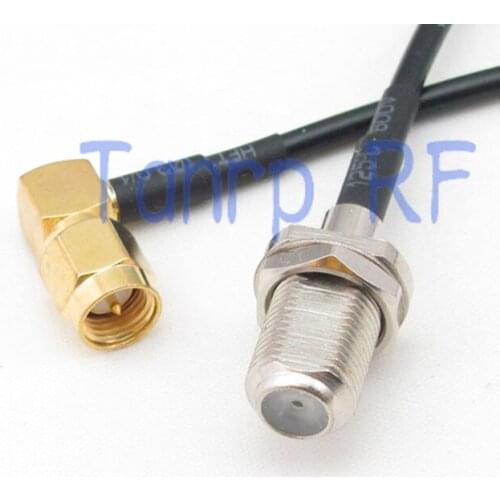 6in F female jack to SMA male right angle RF connector adapter 15CM Pigtail coaxial jumper cable RG174 extension cord