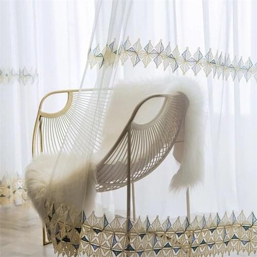 White Tulle Curtains With Embroidery for Bedroom Livingroom Sheer Voile Blinds Curtain for Kitchen Home Decor