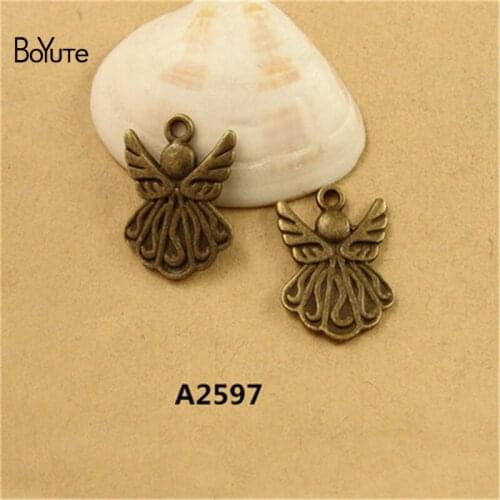 BoYuTe (50 Pieces /lot) 21*15MM Antique Bronze Plated Zinc Alloy Angel Pendant Charms Jewelry Making Diy Jewelry Findings