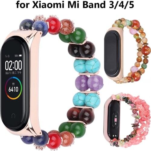 Pulseira Mi Band 5 Bracelet Jewelry Strap for Xiaomi Mi Band 3 4 Correa Elastic Luxury Bling Woman Girl Wristband Handmade Belt