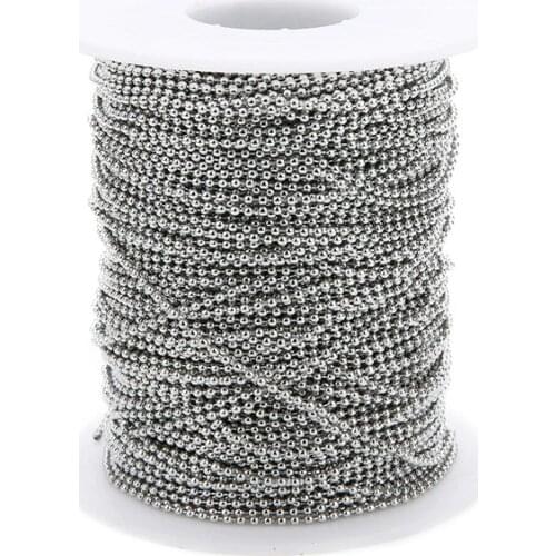 5m/lot 1.5mm 2mm Stainless Steel Ball Bead Chains Bulk Bracelet Findings Silver Tone Metal Necklace Chain Diy Jewelry Making