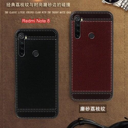Redmi Note 8 Cover for Xiaomi Redmi Note 8 Case 6.3 inch Soft Black silicone Classic litchi stripes Funda for Redmi Note 8 Cases