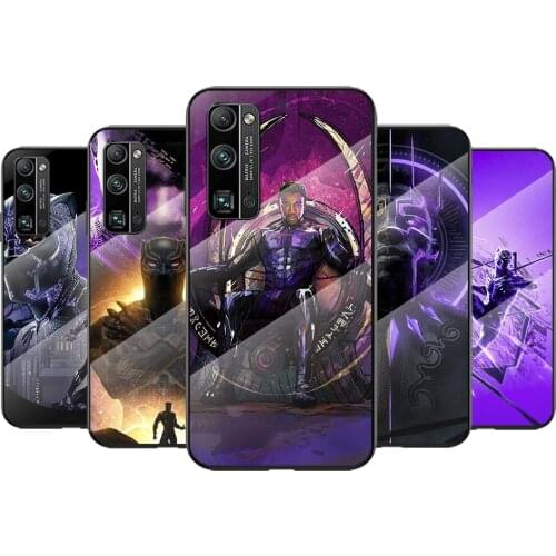 Tempered Glass Cover Fashion Black Panther For Huawei Honor 30 20 10 9X 8X Pro Plus Lite Shockproof Shell Phone Case
