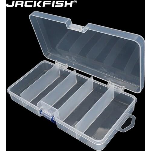 JACKFISH Fishing Box 17.5*3*8.9cm PVC Lure Box Bait Storage Case 5 Compartment Fishing Tackle Tool for Carp Fishing Pesca