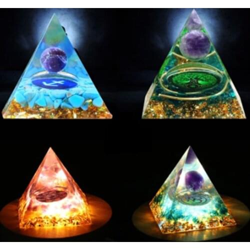 Natural Pyramid Ogan Crystal Energy Tower Energy Healing Reiki Chakra Crushed Stone Jewelry Home Office Feng Shui Ornaments