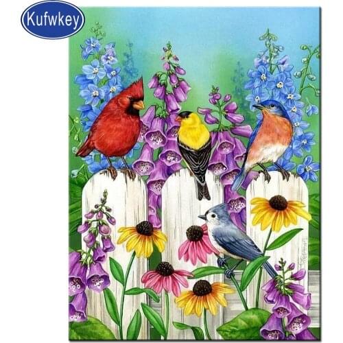 Full Square/Round Drill 5D DIY Diamond Painting "Birds purple blue flowers" diamond Embroidery rhinestones Cross Stitch 3D decor