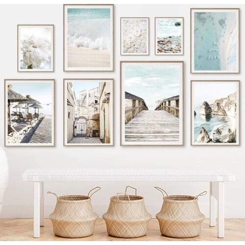 Rose Flower Beach Ocean Bridge Italy City Wall Art Canvas Painting Nordic Posters And Prints Wall Pictures For Living Room Decor