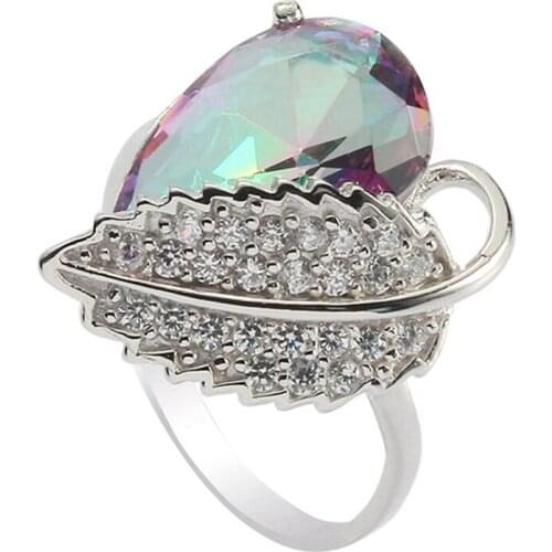 Eulonvan Luxury 925 sterling silver Wedding rings Jewelry & Accessories for women Rainbow Cubic Zirconia S-3730 size 6 7 8 9 10