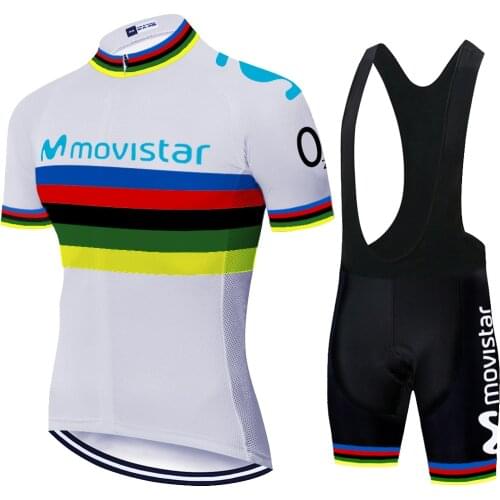 Maillot movistar Color strip Edition pro team Custom top Bike Shorts Set Quick Dry Rope For Mens Pro Cycling Culotte