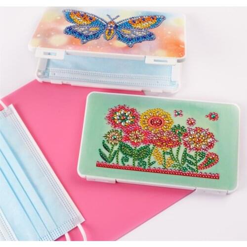 5D DIY Special Shaped Diamond Painting Mask Storage Box Rhinestones Diamond Embroidery Mandala Storage Case Mask Holder Crafts