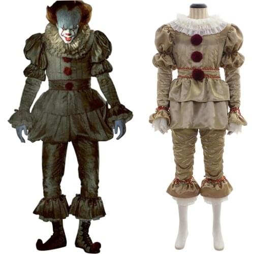 Stephen Kings It 2017 Movie Pennywise Halloween Carnival Cosplay Costume Adult Men Golden Version