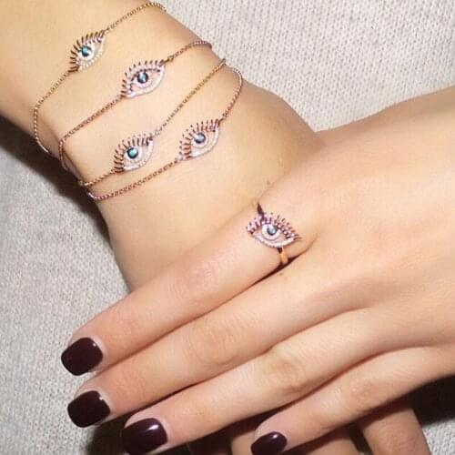 2019 Top sale Elegant women luxury fashion jewelry paved shiny tiny CZ lucky Evil Eye Bracelet for cute girl delicate party gift