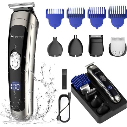 Surker All in one Hair clipper Beard grooming trimer facial body hair trimmer professional hair cutting machine set for men