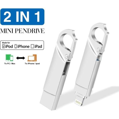 Multi-function 2 in 1 USB Flash Drive 32GB OTG micro USB Pendrive 512GB 128GB Metal Pen Drive for iphone/ipad/pc/Android phone
