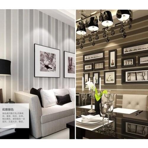 Coffee color stripe non-woven wallpaper