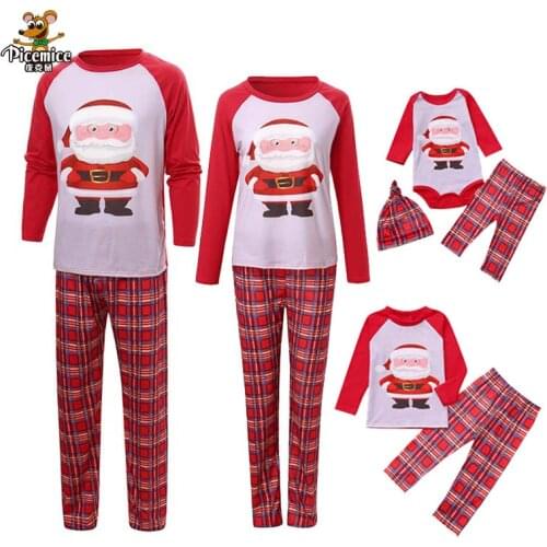 2020 New Family Matching Clothes Christmas Pajamas Set Family Look Clothing Adult Kids Pajamas Baby Romper Xmas Cotton Sleepwear